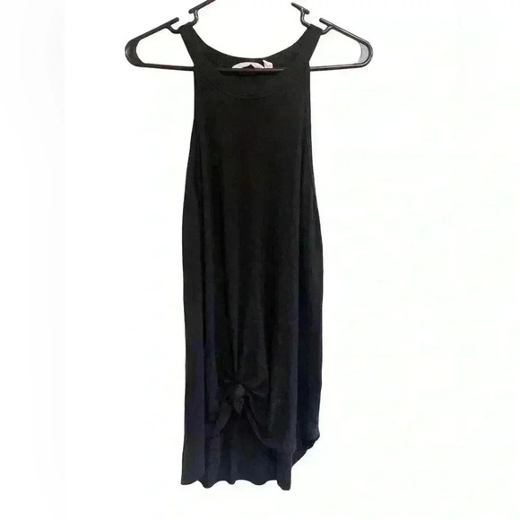 Athleta Front Tie Ribbed Loose Fit Tank Top Black - Picture 1 of 9